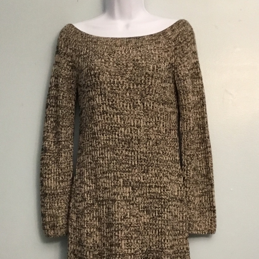 H&M Textured Tan Long Sleeve Dress - Picture 2 of 12